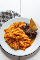 Mexican scrambled eggs in red sauce also called 