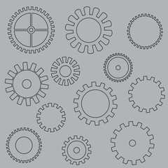 a set of gears of different shapes