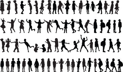 Children silhouettes. Vector work.