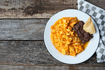 Mexican scrambled eggs in red sauce also called 