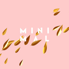 Minimal background with golden leaves