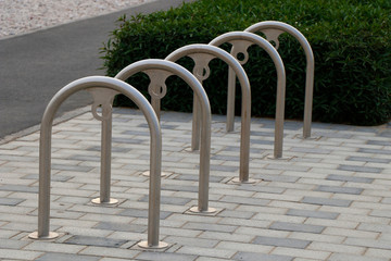 empty bicycle parking metal rack