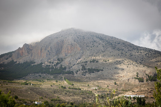 clouds on the Maimon mountain, Velez Rubio, province of Almeria, Andalusia, Spain
