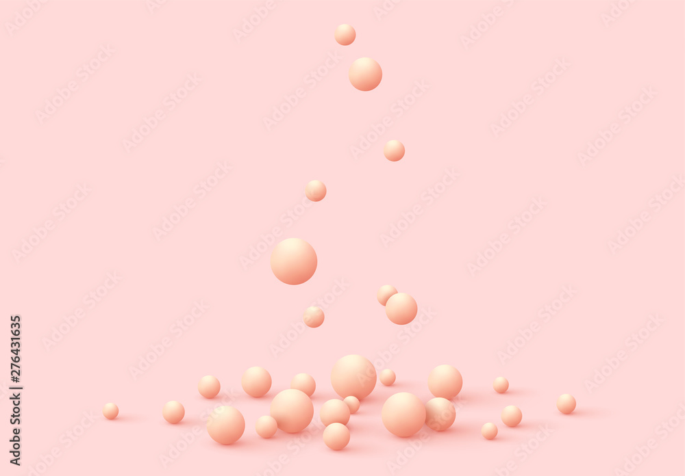 Poster background with spheres. minimal abstract backdrop with realistic balls. art poster, modern trendy b