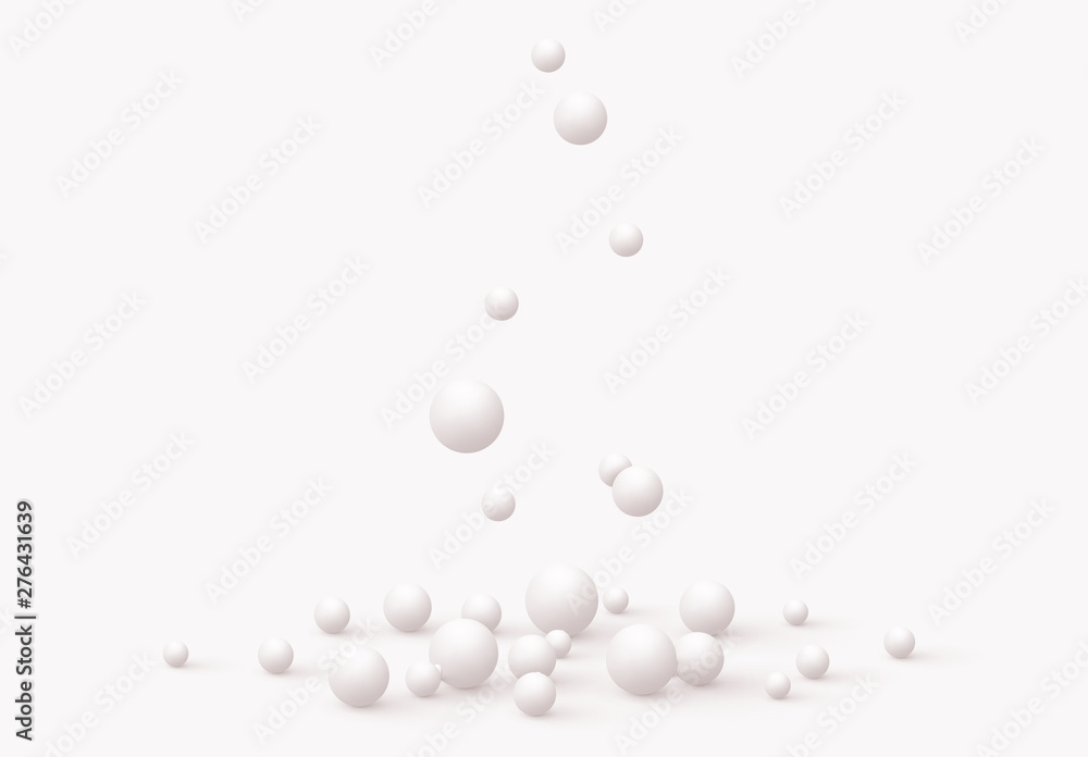 Aufkleber background with white spheres. minimal abstract backdrop with realistic balls. art poster, modern tr