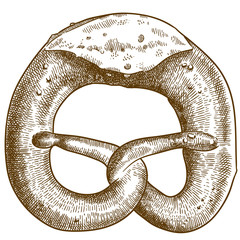 engraving drawing illustration of pretzel