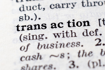 Obraz premium Definition of word Transaction