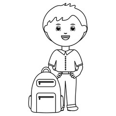 cute little student boy with schoolbag