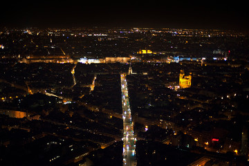 aerial view of Paris in the night 