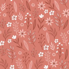 Blossom Floral pattern in the blooming botanical  random. Seamless texture. For fashion prints. Printing with in hand drawn style on retro