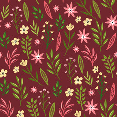 Заголовок	 Blossom Floral pattern in the blooming botanical random. Seamless texture. For...