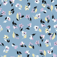 Creative universal artistic floral background. Hand Drawn textures. Trendy Graphic. Flowers pattern textile