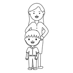 cute little student boy with female teacher