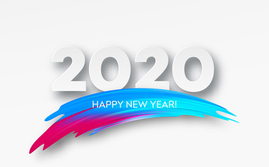 Happy New Year 2020. Lettering greeting inscription. Vector illustration