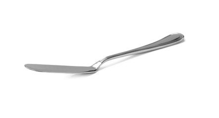 New metal butter knife isolated on white