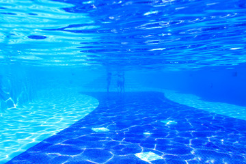 Fototapeta na wymiar Panorama of the underwater part of the pool