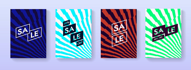 Set of abstract geometric banner posters. Promo placards.