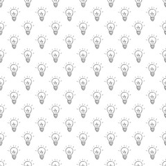 Light bulb Seamless Pattern hand drawn. Vector Illustration