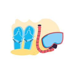 snorkel with flip flops in the beach