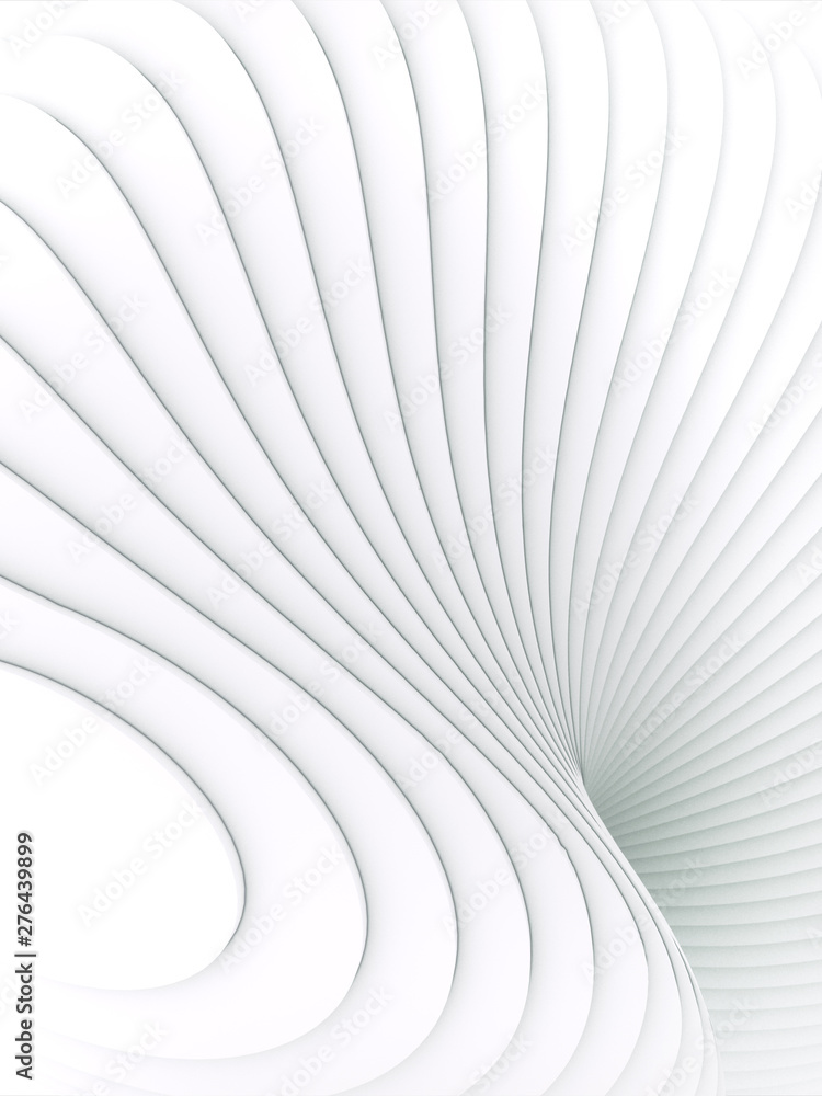Aufkleber White striped futuristic pattern surrounded by light mist. Computer generated geometric shape. 3d render illustration