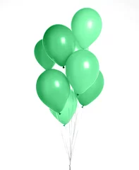Foto op Plexiglas Bunch of big green balloons object for birthday party isolated on a white  © Dmitry Lobanov