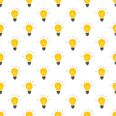 Light bulb Seamless Pattern hand drawn. Vector Illustration