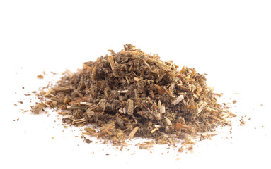 A Pile of Dried Horehound Isolated on a White Background