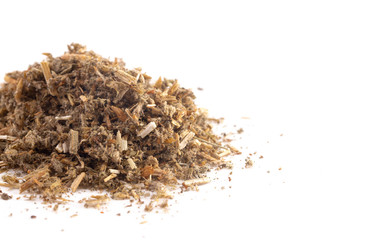 A Pile of Dried Horehound Isolated on a White Background