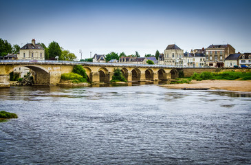 Historic bridge in village Chinon in France