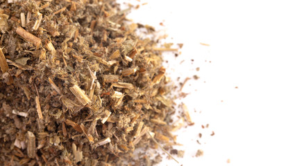 A Pile of Dried Horehound Isolated on a White Background