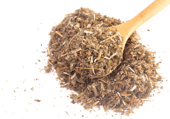A Pile of Dried Horehound Isolated on a White Background