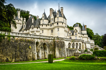Fototapeta na wymiar Chateau d'Usse, France - June 25, 2012. Famous castle as inspiration for fairy tale Sleeping Beauty