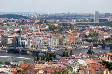 Naklejka na ściany i meble Summer Prague City from the Hill Petrin, Czech Republic