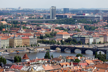 Summer Prague City from the Hill Petrin, Czech Republic