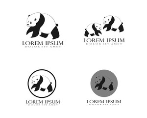 Panda bear silhouette Logo design vector template