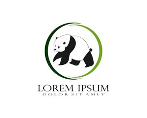 Obraz premium Panda bear silhouette Logo design vector template