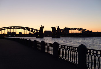 Bolsheokhtinsky bridge at dawn.