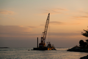 Fototapeta premium Barge with Crane