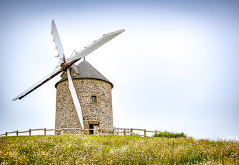 Old wind mill in Bretagne, France, Europe