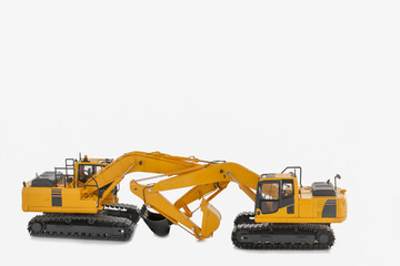  Yellow  Excavator loaders   isolated on  a white background