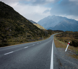 Lonely stretch of highway in New Zealand