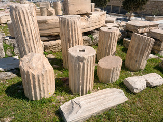 Ruins of a temple at  Acropolis hill in Athens Greece