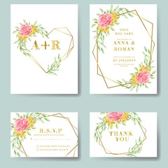 love geometry wedding invitation set