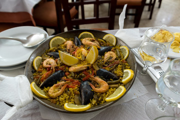 A Spanish paella rice dinner