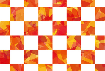 はがきサイズ比率の市松模様セロハン風背景素材(赤とオレンジ)