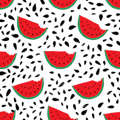 Watermelon Seamless Pattern hand drawn. Vector Illustration