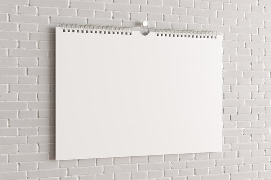 Blank Calendar Mock Up On The Wall.