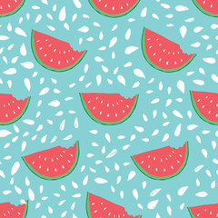 Watermelon Seamless Pattern hand drawn. Vector Illustration