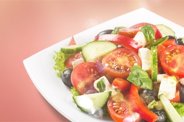 Fresh tasty vegetable salad in bowl