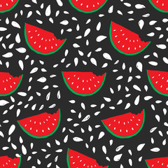 Watermelon Seamless Pattern hand drawn. Vector Illustration